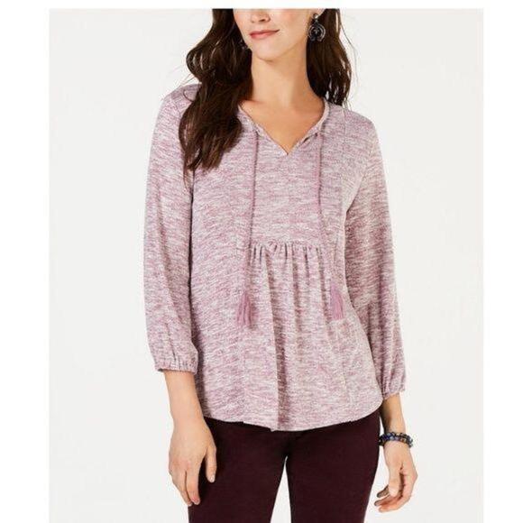 STYLE & CO Pleated Tassel-Tie Top - Picture 1 of 3